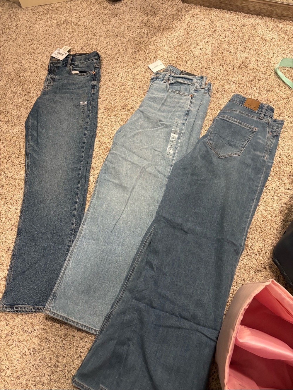 American Eagle Outfitters Women’s Flare Jeans Trio - Light & Medium Blue